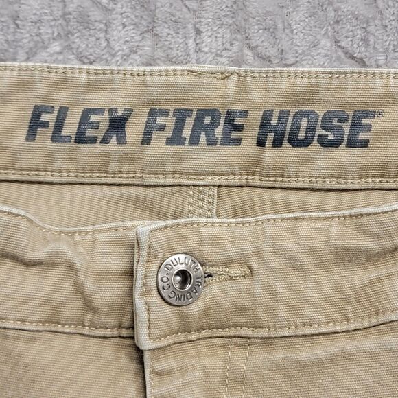 Duluth Trading Co Men's 43x30* Desert Khaki Flex Fire Hose Relaxed Fit 5-Pocket - Picture 4 of 10